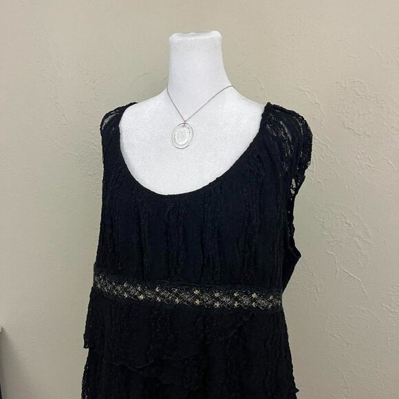 y2k black lace plus size whimsygoth grunge cap sleeve top - Picture 3 of 8